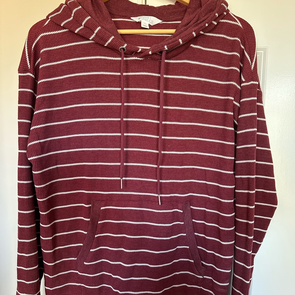 Market & Spruce Burgundy Striped Hoodie